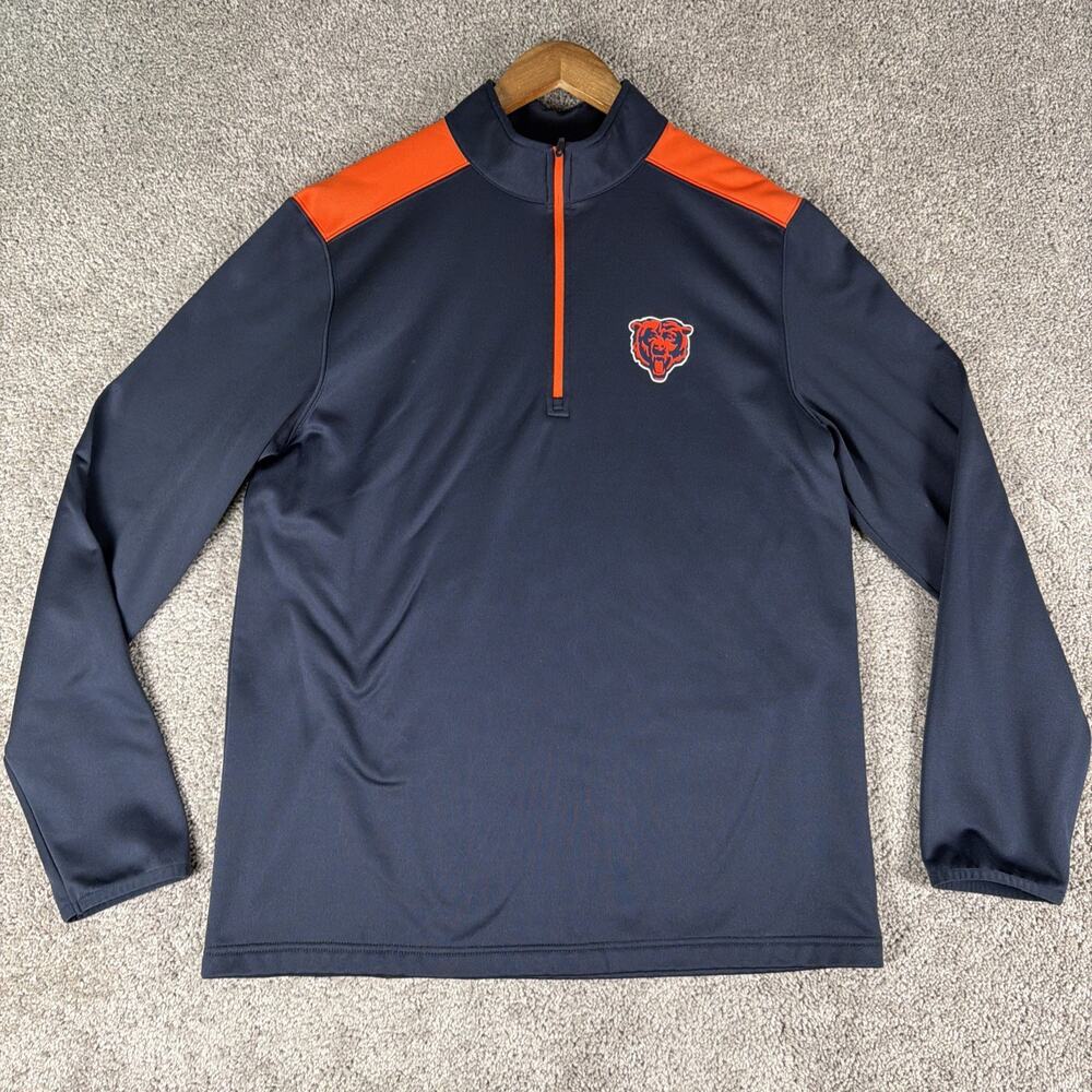Chicago Bears Sweatshirt Mens L Navy Blue 1/4 Zip Pullover NFL Apparel NFC North